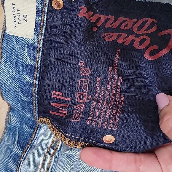 Gap womens high waisted crop distressed button fly jeans - Picture 4 of 7